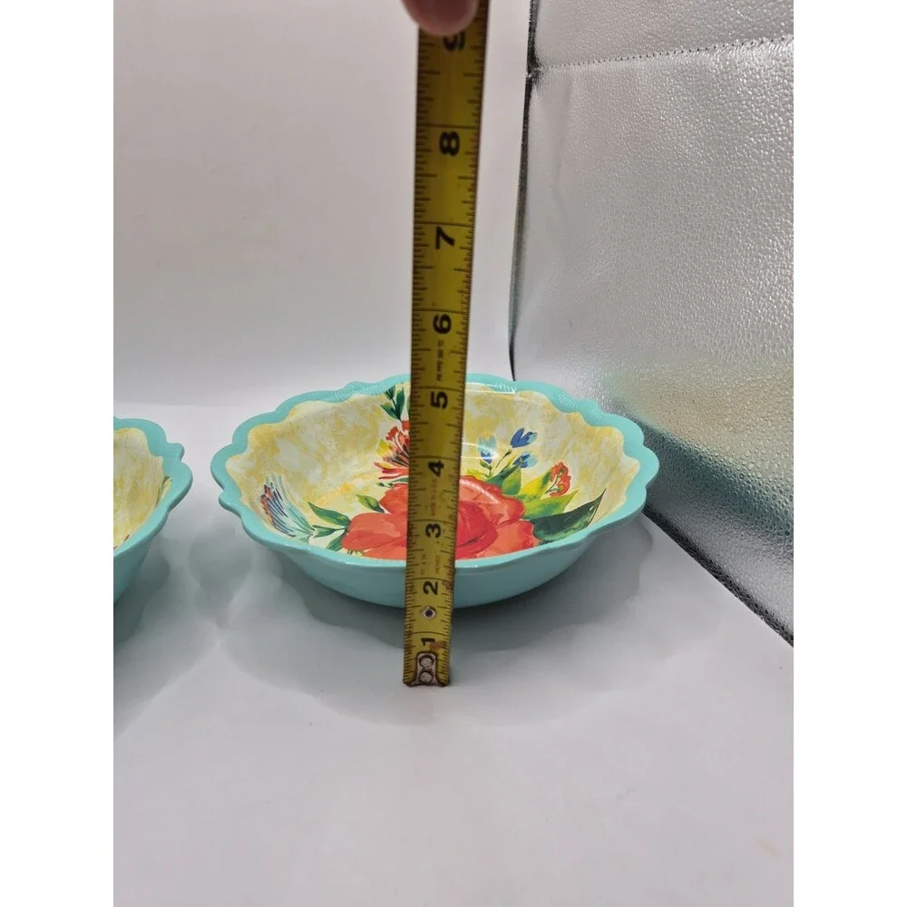 Pioneer Woman Delaney Teal Melamine Serving Bowl 9